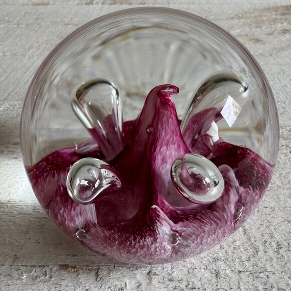 Vintage Caithness Moonflower Art Glass Bubble Paper Weight - Picture 4 of 12